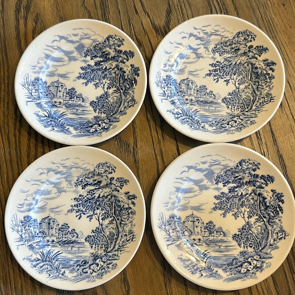 4 Wedgewood Countryside Blue White bread plate China Wedgwood English Country